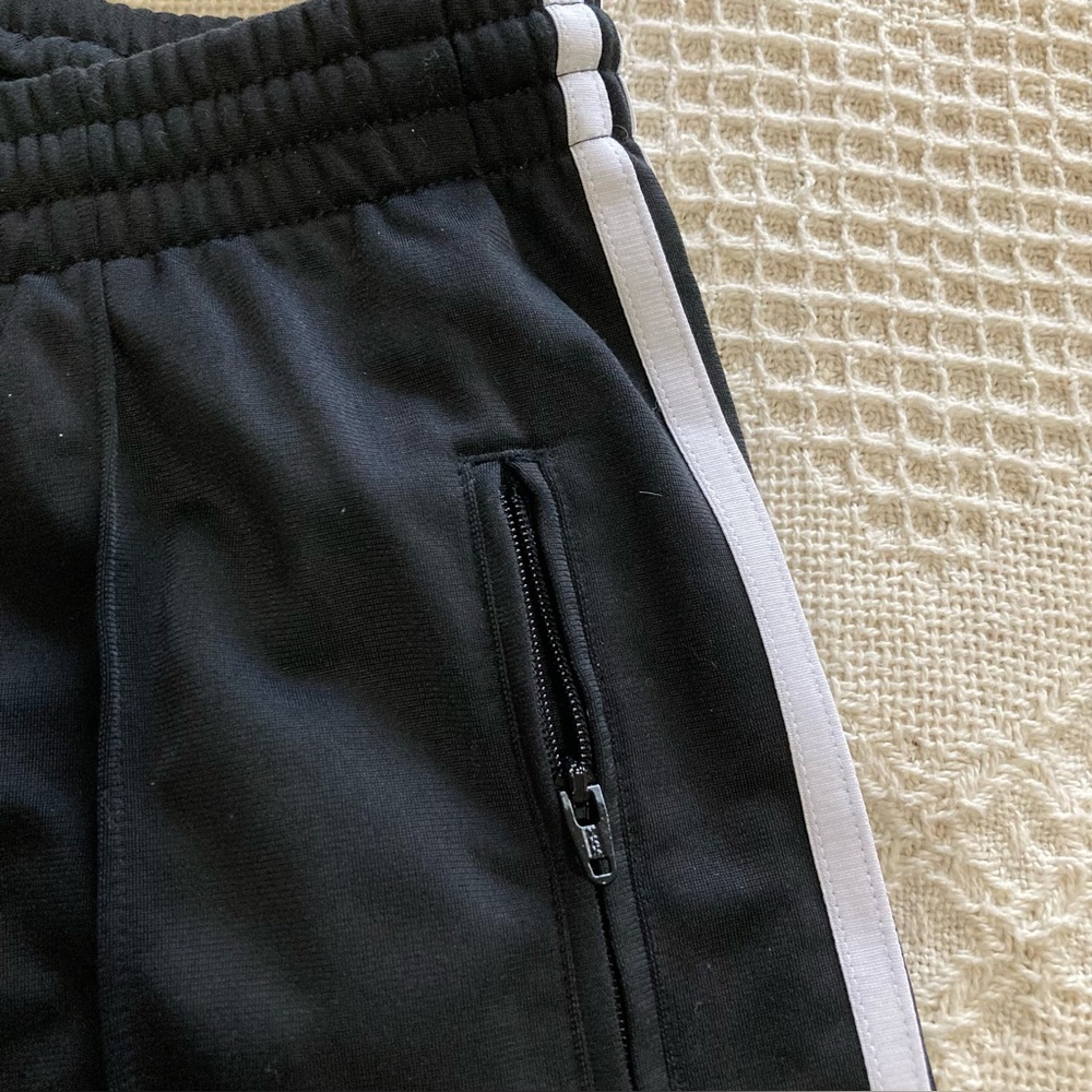 ADIDAS Mens Sz M Joggers Jogging Training Pants Black w/ White Stripes Stretch - Picture 7 of 13